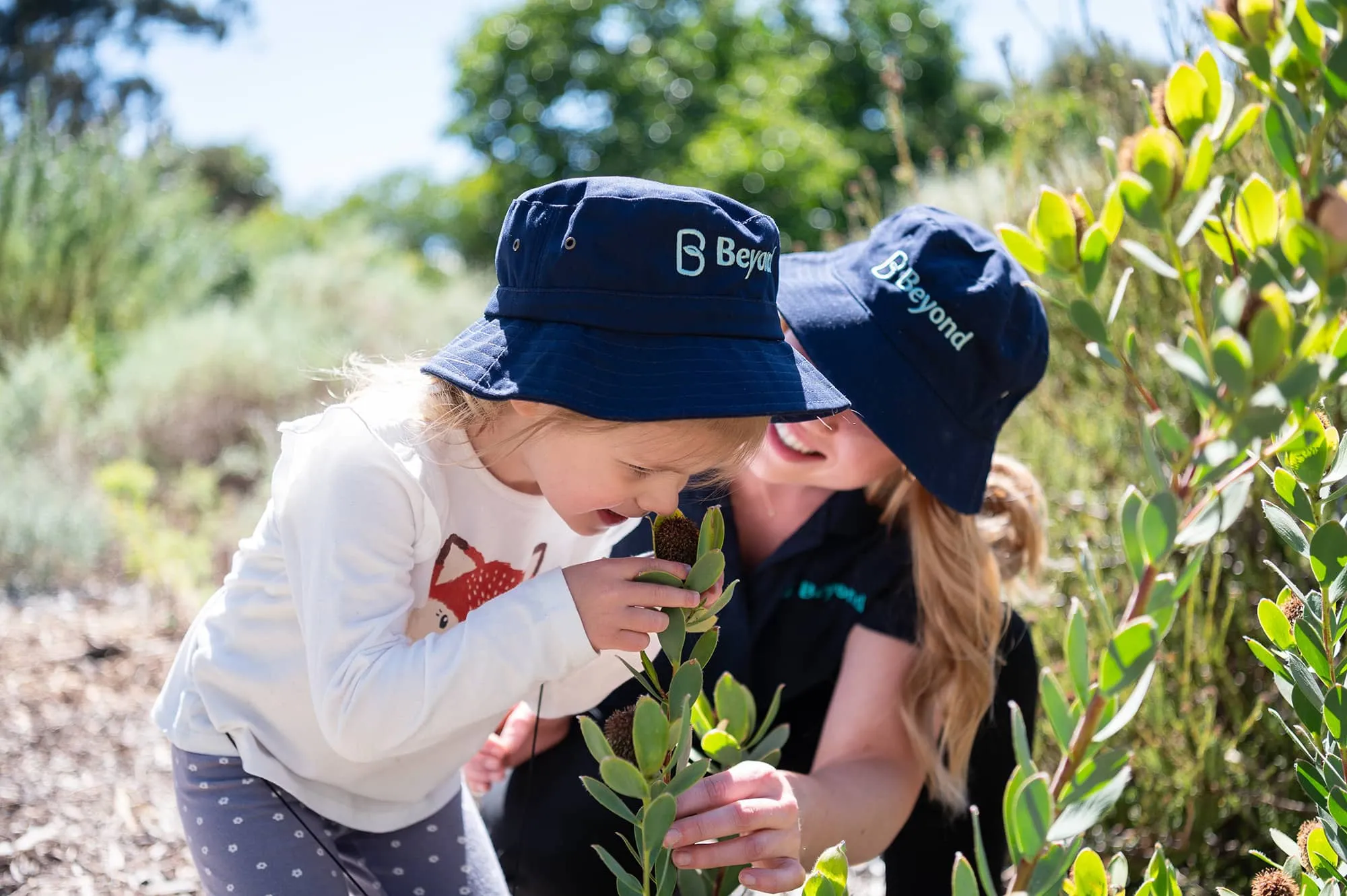 Child being encouraged to learn in a natural environment.
